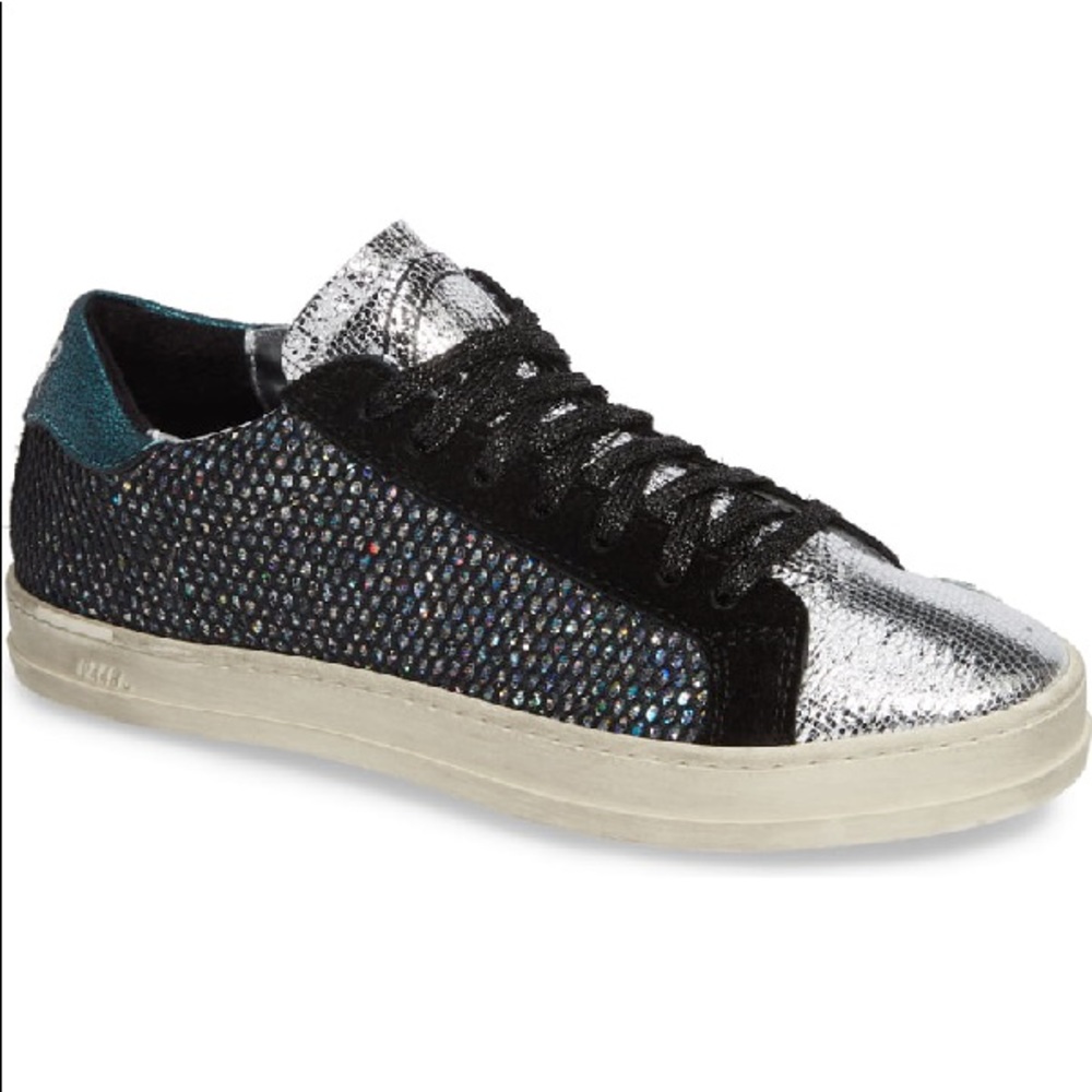 NEW P448 Glitter Mesh & Suede Multi Glitter/Silver
